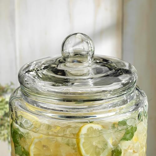 3 Gallon Classic Hammered Glass Ice Cold Beverage Drink Dispenser - With Glass Lid 100% Leak Proof Spigot- Wide Mouth Easy Filling For Outdoor, Parties & Daily Use - Image 3
