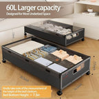 KITHELP Under Bed Storage Containers with Wheels, Underbed Shoe Storage Organizer with Removable Lids, Large Rolling Under Bed Storage Dresser Drawers for Clothes Toys Shoes Blankets - Image 2