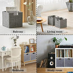 Vagusicc Wicker Basket, Set of 2 Hand-Woven Wicker Storage Basket, Foldable 11 inch Cube Storage Bins, Storage Baskets for Organizing Shelves, Closet Organizers and Storage Bins, Gray (11″×11″×11″) - Image 2