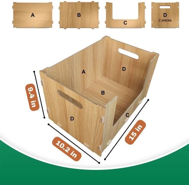 Skywin Wooden Stackable Storage Bins Open Front for Pantry Storage, 4 Pack - Image 2