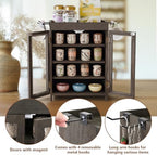 Ikee Design Wooden Storage Cabinet with Glass Door & Adjustable Shelves - Image 4