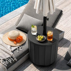Umbrella Side Table with Hole, Weighted Umbrella Base, Black by Outdoorchairs