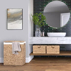 Seville Classics Premium Natural Handwoven Portable Laundry Bin Basket with Carrying Handles, Natural Water Hyacinth, Rectangular, Volume: 2.5 bushels or 3.1 cu. ft, 18.5" W x 12.2" D x 24" H - Image 2