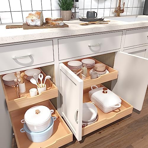 Fully Assembled Pull Out Cabinet Drawer, Wood Pull Out Cabinet Organizer, Soft Close Slide Out Pull Out Drawers for Kitchen Cabinets, Fast and Easy DIY Installation, 18”W x 21”D - Image 2