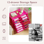 COSTWAY 12-Drawer Rolling Storage Cart, Utility Storage Organizer Cart - Image 4