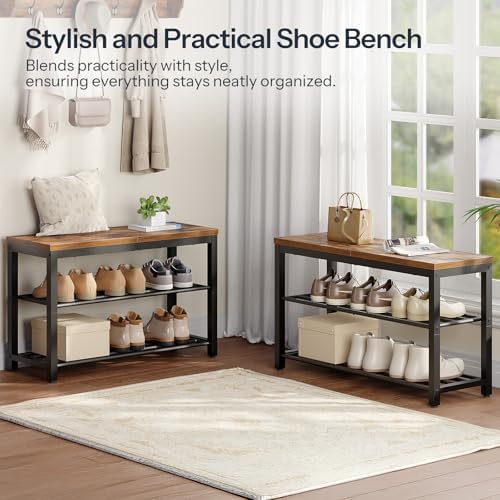 HOOBRO Shoe Bench, 3-Tier Narrow Entryway Bench with Seat, Shoe Rack - Image 5