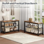 HOOBRO Shoe Bench, 3-Tier Narrow Entryway Bench with Seat, Shoe Rack - Image 5