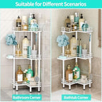 HapiRm Corner Shower Caddy Standing - 3 Tier Shower Organizer Corner with Soap Holder, Rustproof Bathroom Standing Organizer with 4 Hooks, White - Image 4