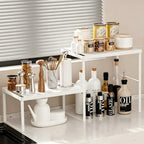 Kitchen Counter Oganizer Stackable Spice Rack for Countertop Kitchen Countertop Organizer Heavy Duty Kitchen Counter Shelf Metal Spicy Shelf for Countertop (2 Pack, White) by MAGHEO
