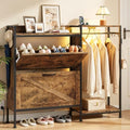HIGDBFE Shoe Cabinet with 2 Flip Drawers and Coat Rack, 41.3" W by HIGDBFE