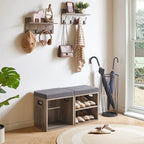 YMYNY Small Shoe Storage Bench with Cushion, Silver Gray, HBD028Y - Image 5