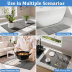 Stone Dish Drying Mat for Kitchen Counter-Dark Gray Carved 24"×16" & 8"x4" - Image 7