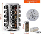 DOUBLE 2 C Revolving Spice Rack with 20 Jars, Rotating Spice Rack Organizer, Seasoning Organizer with Labels, Stainless Steel Spice Carousel for Kitchen Countertop, Cabinet - Image 5