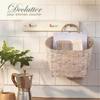 Set of 2 White Wicker Hanging Baskets for Front Door, Mail, Flowers & Organizing - Image 4