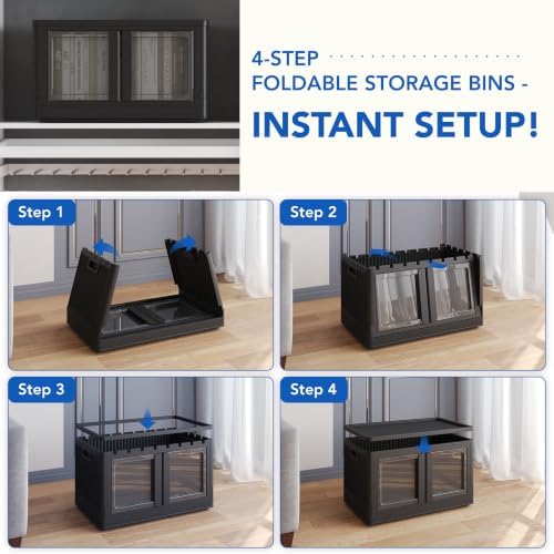 FLEXIMOUNTS 152 QT Stackable Plastic Storage Bins With Lids, Black - Image 5