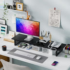 Simple Trending 38" Dual Monitor Stand Riser, Desk Organizer, Black - Image 2