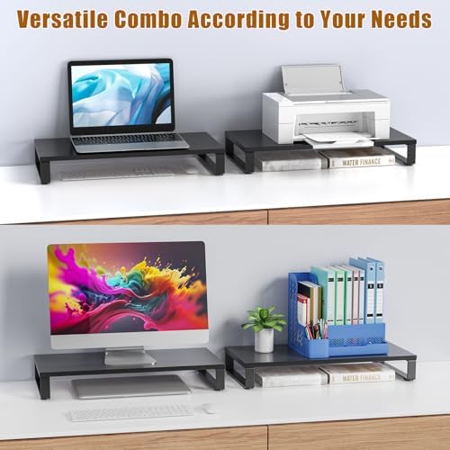 XINYAO Wood Monitor Stand Riser for Desk, 24x12x3 inch, Black - Image 4