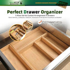BAMOTTO CRAFTBAMBOO Stackable Bamboo Drawer Organizer Set of 5 for Kitchen - Image 4