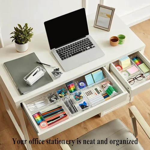 10 Pcs Extendable Clear Drawer Organizer, All Adjustable Vanity Storage Box, 2-Size Desk Drawer Organizer, Durable Storage Bins for Makeup, Cosmetic, Bedroom Dressers Tool Organizer for Gadgets - Image 7