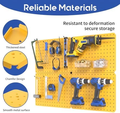 Pegboard Organizer Kit,4 Pack 14.76x10.82 in Metal Panels with 6 Bin,Yellow - Image 4
