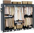 CASAMAYA Clothes Rack, Portable Closet, 81.5 Inch Large Capacity Wardrobe Closet, Clothes Storage Organizer with Shelves and 5 Hanging Rods, Easy to Assembly, Grey PCT136G01 by Unknown