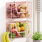 2 Pack Magnetic Shelves for Fridge, Pink Magnet Wire Fruit Baskets by YIWANFW
