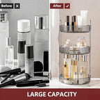 INVSSENE 360° Rotating Makeup Organizer, Bathroom Make Up Spinning Holder Rack, Large Capacity Cosmetics Storage Vanity Shelf Countertop, Fits Cosmetics, Perfume, Skincare, Lipsticks(3 Tiers, Gray) - Image 3