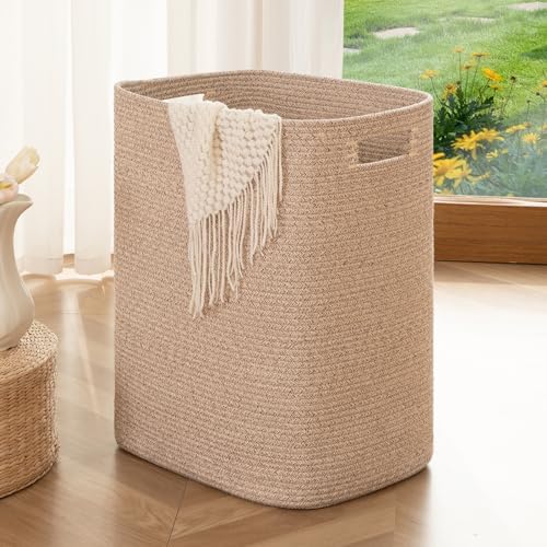 OIAHOMY Laundry Hamper Laundry Basket Cotton Rope Storage Baskets Brown by MasterofSpaceOptimization