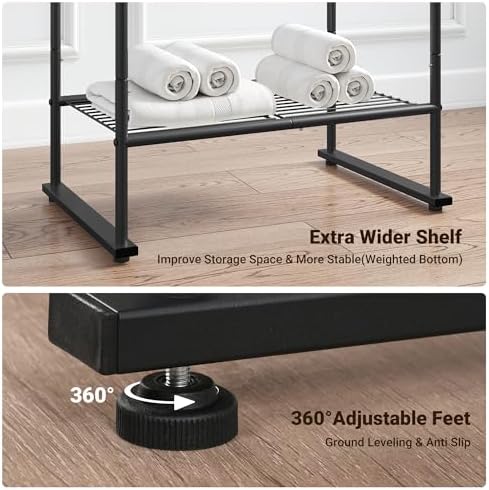 ELYKEN 3 Tier Freestanding Towel Rack with Shelf, 40" H Towel Stand, Black - Image 5