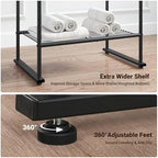 ELYKEN 3 Tier Freestanding Towel Rack with Shelf, 40" H Towel Stand, Black - Image 5