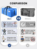 HOMESURE Supports 200lbs Heavy Duty Moving Bags - Strong Zipper & Wrap-Around Handles - Water-Resistant Storage Totes, Durable Alternative to Moving Boxes - 8 Pack - Sky Blue - Image 3