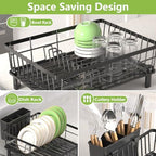 Dish Drying Rack for Kitchen Counter,Stainless Steel Drainers Rack with Detachable Cutlery Holder,Automatic Drainage System,Anti-Rust Dish Strainer Ideal for Families and Home - Image 7