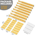 SpaceAid Bamboo Drawer Dividers with Inserts and Labels, Kitchen Adjustable Drawer Organizers, Expandable Organization for Home, Office, Dressers and Bathroom, 8 Dividers with 18 Inserts (17-22 in) - Image 3