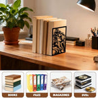 Peacoblue 5.3"x4.3"x7.9" Metal Bookends, Heavy Duty Book Ends for Shelves - Image 5