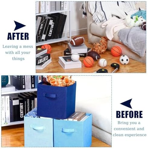 Karenhi 6 Pack Cube Storage Bins, Blue Fabric Organizer - Image 4