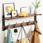 Oraich Coat Rack Wall Mount with Hooks and Shelf for Coat, Backpack, Key, Clothes Hanger, Wall Floating Shelf for Entryway, Living Room, Bathroom, Bedroom, Kitchen by BEMOREORGANIZED