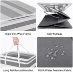 HomeHacks 2 Pack Laundry Baskets, Laundry Hampers Bags (Grey+Pink 100L) - Image 2