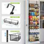 8-Tier Over Door Pantry Organizer,Heavy Duty Adjustable Metal Shelf for Pantry, Black - Image 2