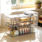 Prsildan Acrylic Drawer Makeup Organizer with 9 Drawers, Set of 3 Office Desk Organizers Accessories, Clear Stackable Storage Drawers for Vanity, Countertop, Craft, Jewelry, Art Supply Organization - Image 2