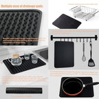NiuYichee Stainless Steel Dish Drying Rack (15" L X 11" W X 4.1" H), Expandable Fruit & Vegetable Drain Rack Over Sink, Dish Drainer Rack in Sink, with Utensil Holder & Silicone Mat (16") - Image 6