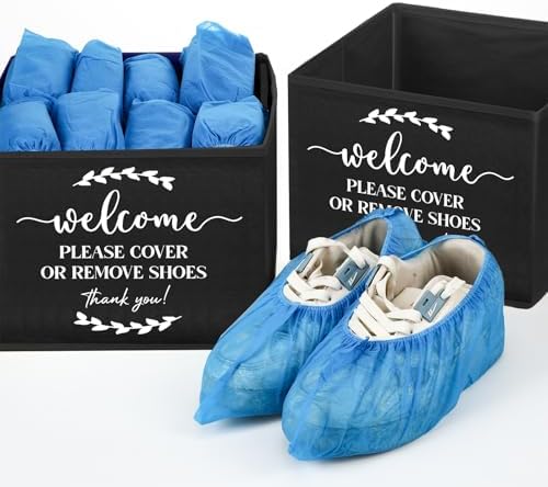 Suzile 6 Pcs Shoe Covers Box Foldable Storage Bin Indoor Disposable Shoe Cover Dispenser Holders for Open Houses Real Estate Agent Supplies Homeowner Booties (Black) - Image 6
