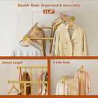 Clothes Rack 210 LBS Double Rods Extra Storage Basket - Image 4