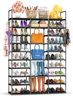 Kottwca 3 Row 10 Tier Large Shoe Rack Organizer for Closet Entryway, 60-65 Pair Shoe Boot Storage Rack, Metal Shoe Shelf Tall Vertical Stackable Shoe Stand for Bedroom Corner by Kottwca