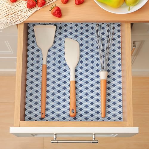 Cooyes 12 Pack Cloth Shelf Liners 17.7" × 36", Non-Slip Refrigerator Liners Machine Washable, Refrigerator Drawer Mats for Glass Shelves and Kitchen Cabinets, (Light Blue) - Image 2