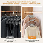Velvet Clothing Hangers Slim Stackable Non-Slip Grey Suit Hanger Space Saving Clothes Hanger Heavy Duty Adult Hangers with 360°Swivel Hook Pack of 20 - Image 4
