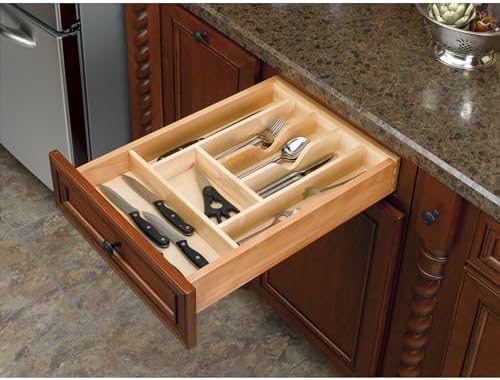Rev-A-Shelf Trim-to-Custom-Fit Wooden Silverware Drawer Divider Organizer - Image 6