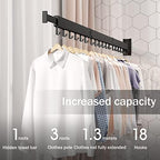 BOQORAD Drying Rack Clothing,Clothes Drying Rack Wall Mounted,Collapsible Hanging Racks for Laundry,Laundry Drying Rack,Wall Mounted Clothes Rack - Image 3