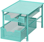 Simple Houseware Stackable 2 Tier Sliding Basket Drawer, Turquoise by SimpleHouseware