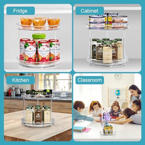 Sorbus Lazy Susan Organizer, Clear Turntable Organizer (2 Flat + 2 Tiered) - Image 6
