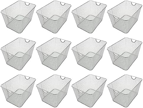 YBM HOME Kitchen Pantry Organizer Wire Baskets for Shelves, Cabinets, Pantry, Countertop, Mesh Open Storage Bin Metal Basket for Organizing Food Supplies, 12 Pack, 14x10x8.8 by YBMHome